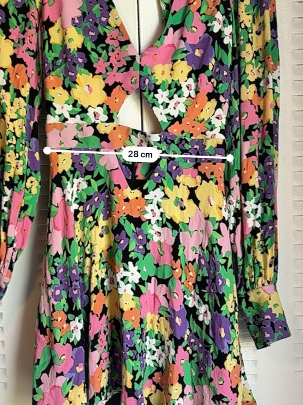 AFRM Floral Cut-Out Mini Dress Open Back Long Sleeve Size S Spring Summer - Picture 12 of 13